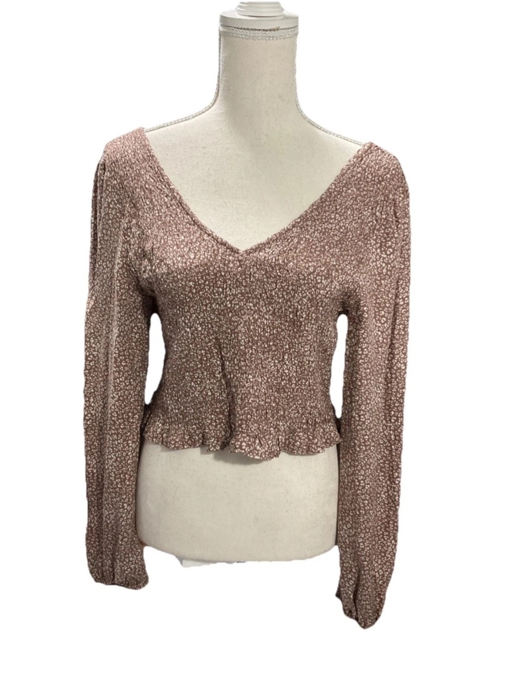 URBAN Romantics Dusty Rose V-Neck Long Sleeve Blouse Large